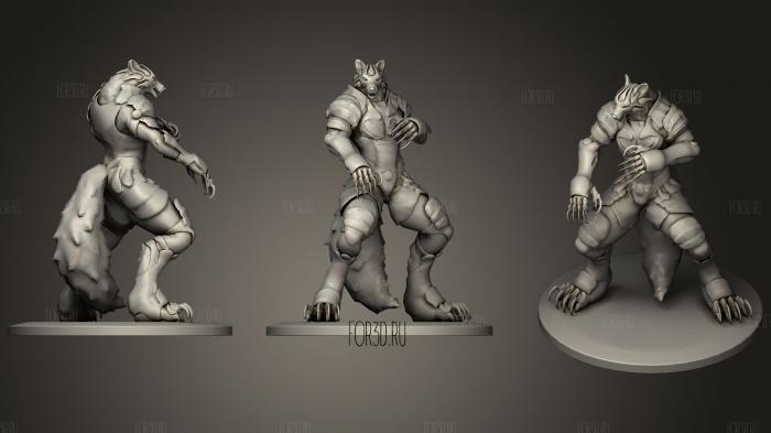 Anthro Wolf stl model for CNC